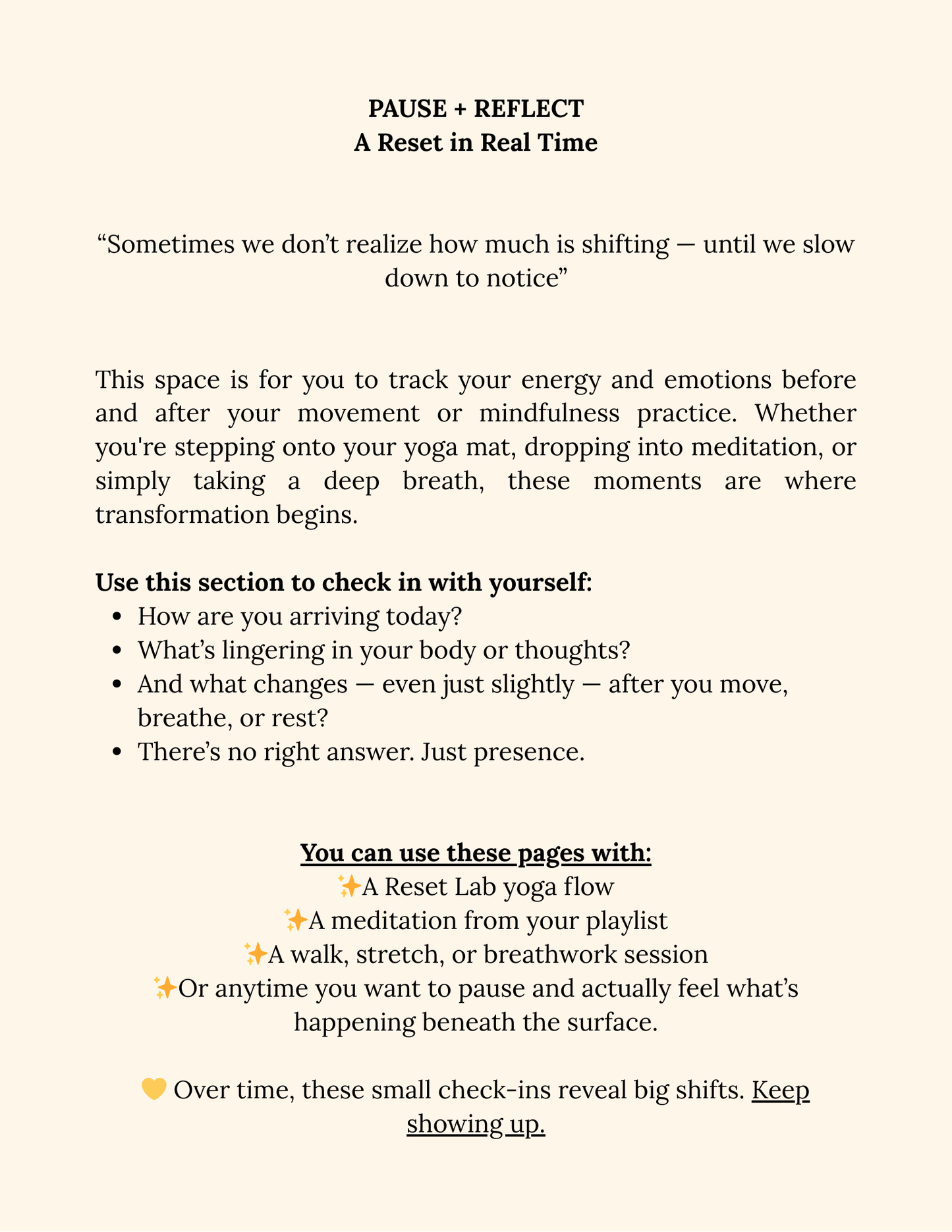 The Reset Lab Journal